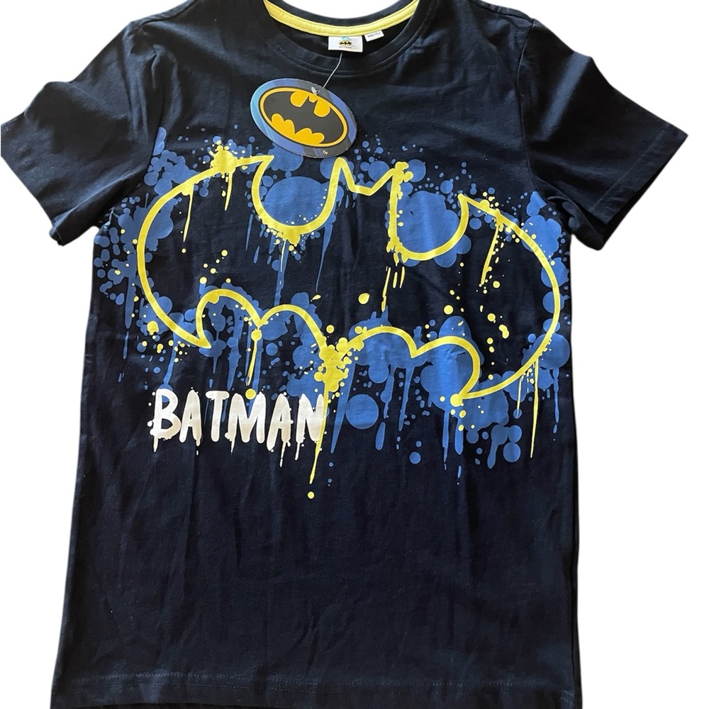 Batman Black Tee with Blue and Yellow Logo